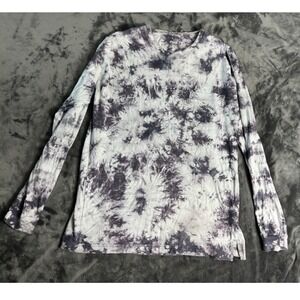 Victoria's Secret PINK Long Sleeve Tie Dye T-Shirt Black White XS Pocket Graphic